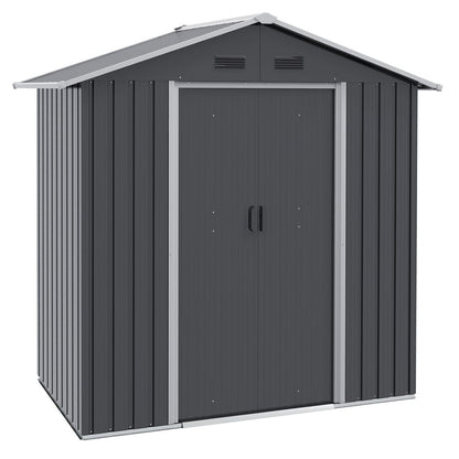 Outsunny 6.5x3.5ft Metal Garden Shed for Garden and Outdoor Storage, Dark Grey