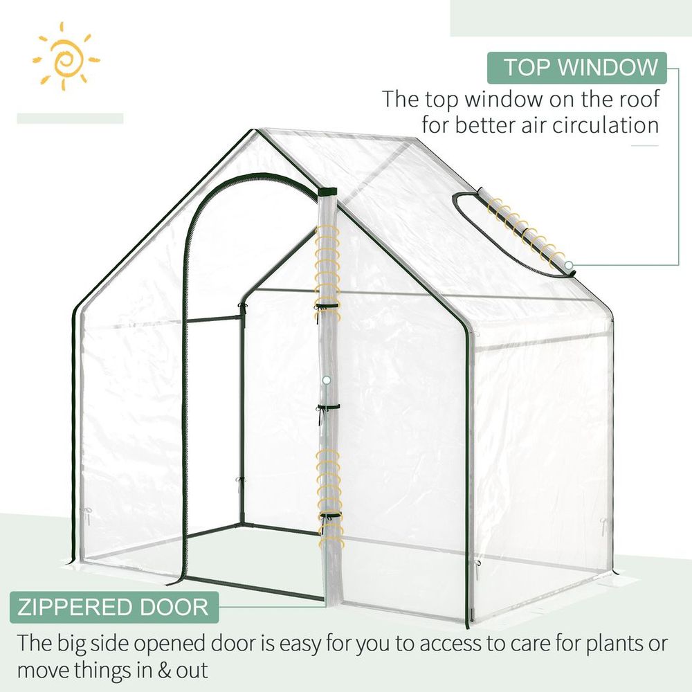 Outsunny Portable Walk-in PVC Greenhouse w/ Zipped Door for Flowers Plant