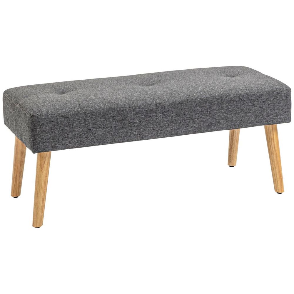 Upholstered Bed End Bench Ottoman Tufted Linen Entryway Living Room