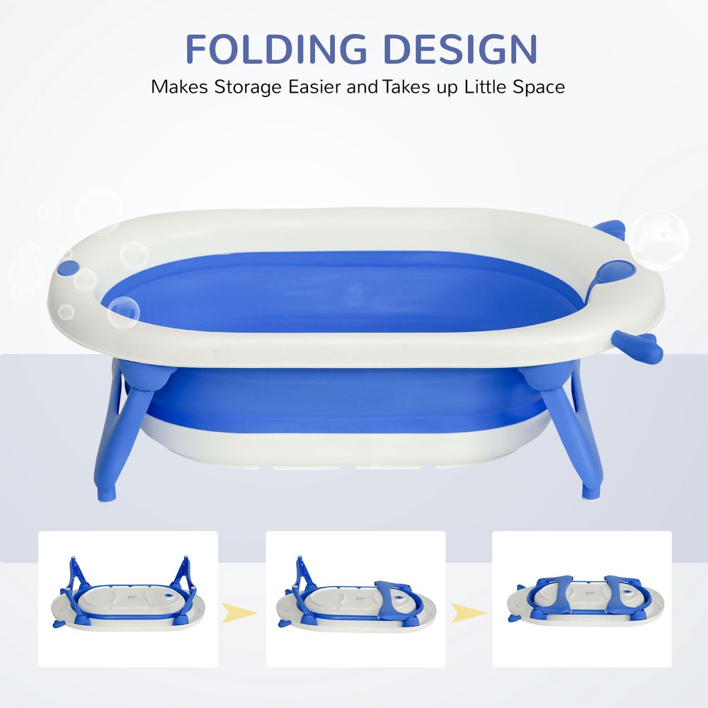 Foldable Baby Bath Tub Ergonomic with Temperature-Induced Water Plug