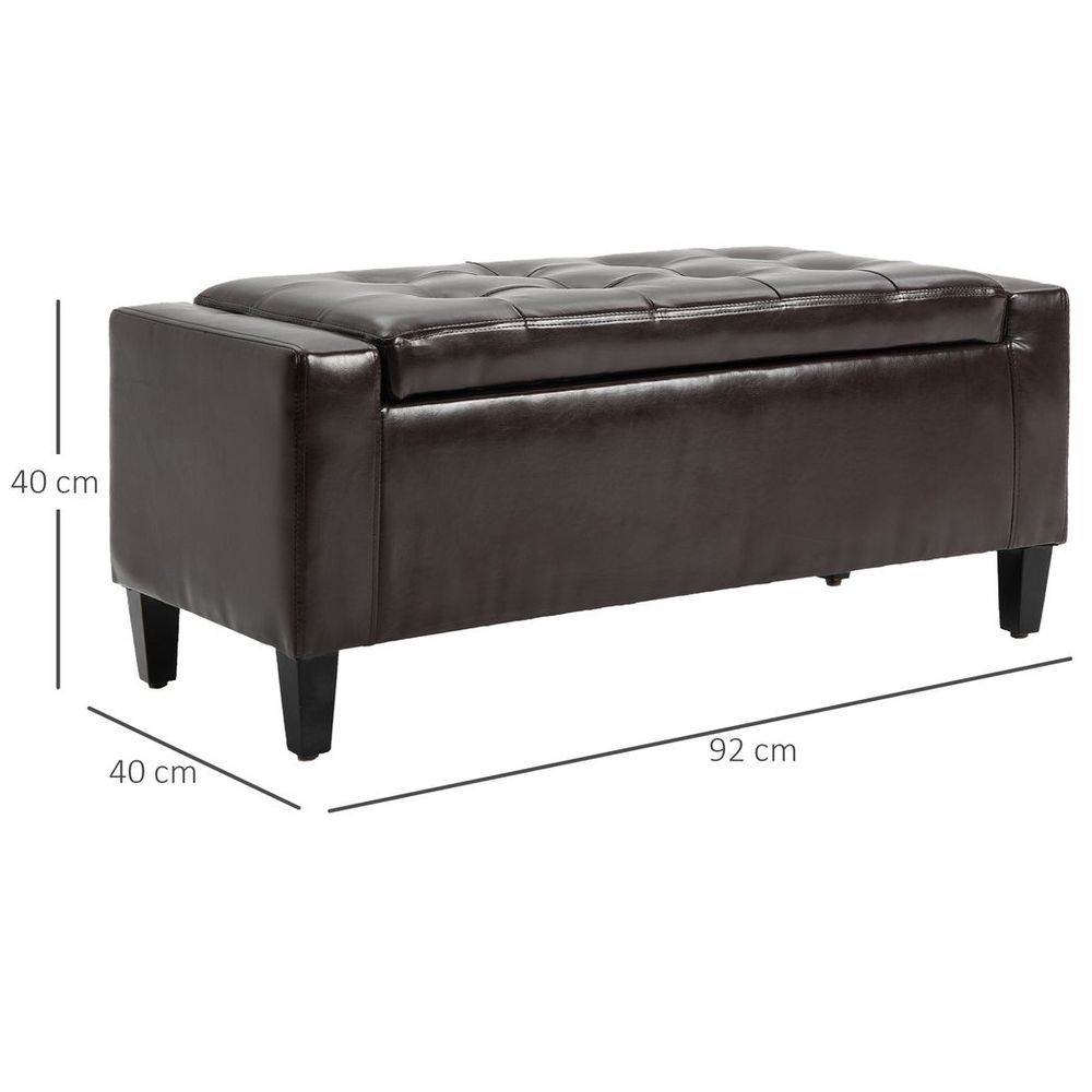 Deluxe PU Leather Storage Ottoman Bench Footrest Stool Large Storage Space