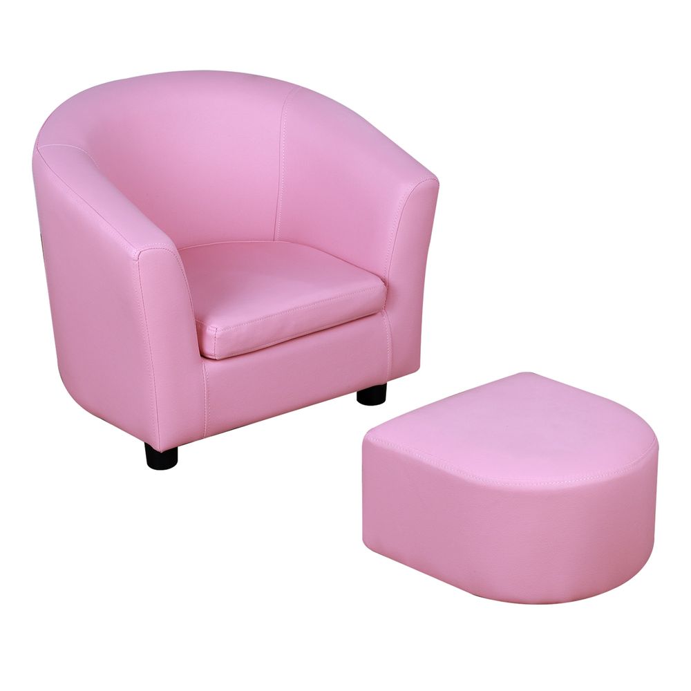 HOMCOM Kids Mini Sofa Children Armchair with Ottoman for Bedroom Playroom Pink