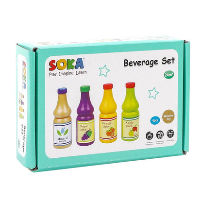 SOKA Wooden Pretend Play Kitchen Beverage Drinks Set Activity Toy Playset 2+