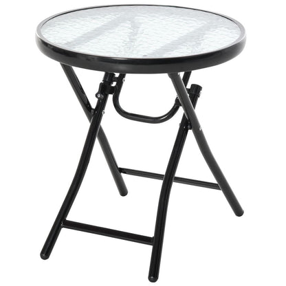 Folding Garden Table Round Foldable Table with Safety Buckle Black