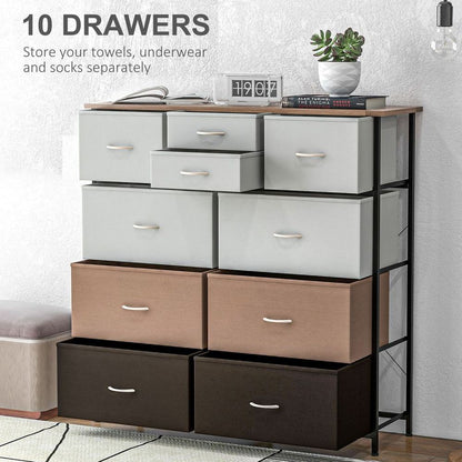 HOMCOM Bedroom Chest of Drawers Fabric Dresser w/ Foldable Drawers Multicolour