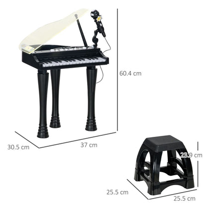 AIYAPLAY 32 Keys Kids Piano Keyboard with Stool, Lights, Microphone, Black