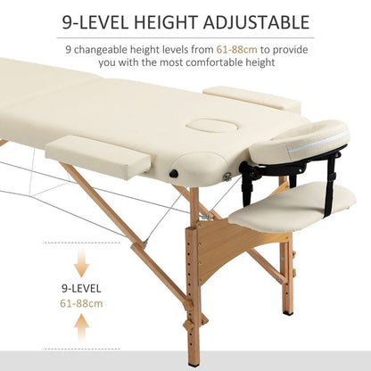 Portable Massage Bed Folding Spa Beauty Massage Table with 2 Sections Cream