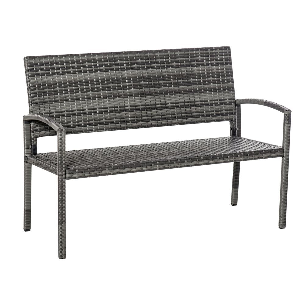 Patio Rattan 2 Seater Garden Bench Love Seater Garden Armchair Grey