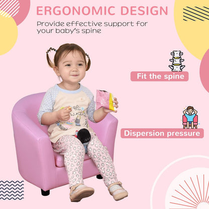 HOMCOM Kids Mini Sofa Children Armchair with Ottoman for Bedroom Playroom Pink