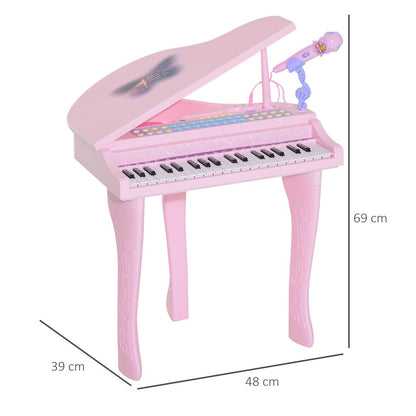 37 Key Musical Mini Piano Electrionic Keyboard Microphone Stool Pink