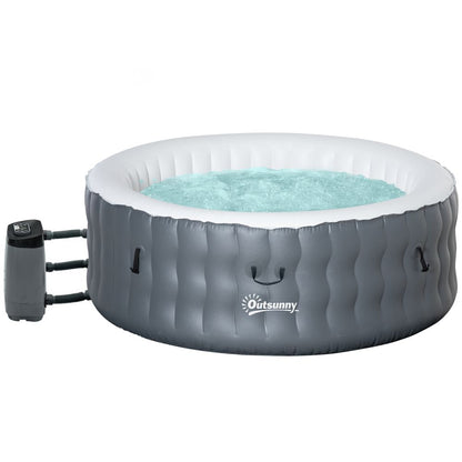 Round Inflatable Hot Tub Bubble Spa w/ Pump, Cover,4 Person, Light Grey