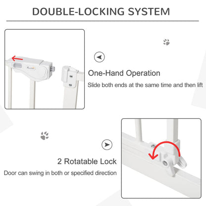 Adjustable Safety Gate 3 Extensions and Four Adjustable Screws, White Pawhut