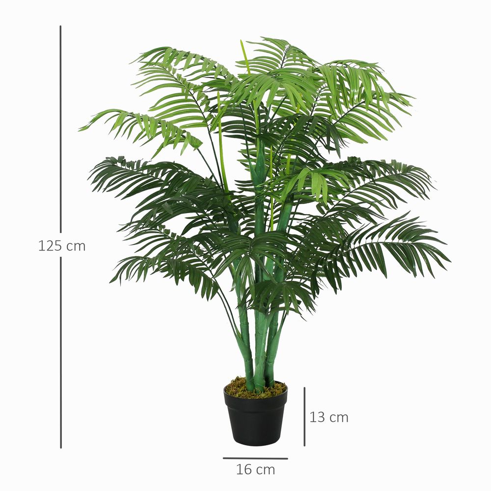 Artificial Palm Tree 18 Leaves with Nursery Pot, Fake Tropical Tree 125cm