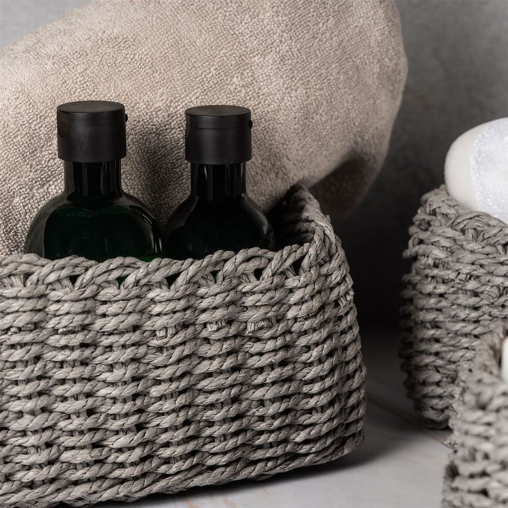 Woven Rope Storage Baskets - Set of 3 Grey | M&W