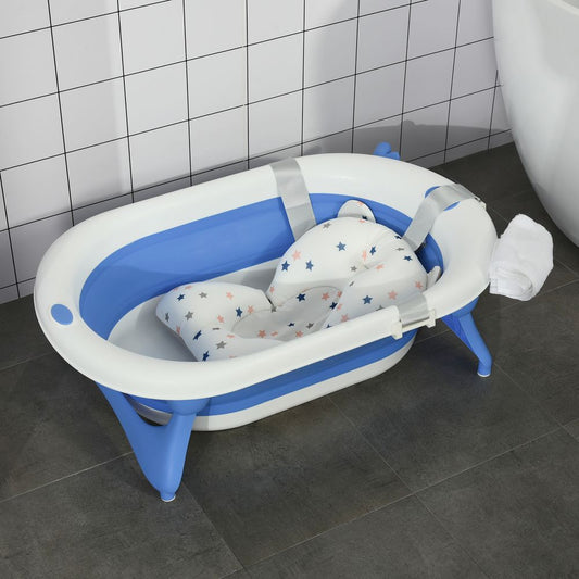 Foldable Baby Bath Tub Ergonomic with Temperature-Induced Water Plug