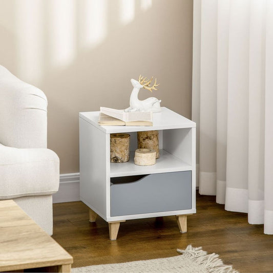 Nightstand, Bedside Table with Drawer and Shelf for Living Room, Bedroom