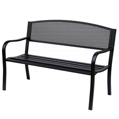 2 Person Garden Bench, Steel-Black