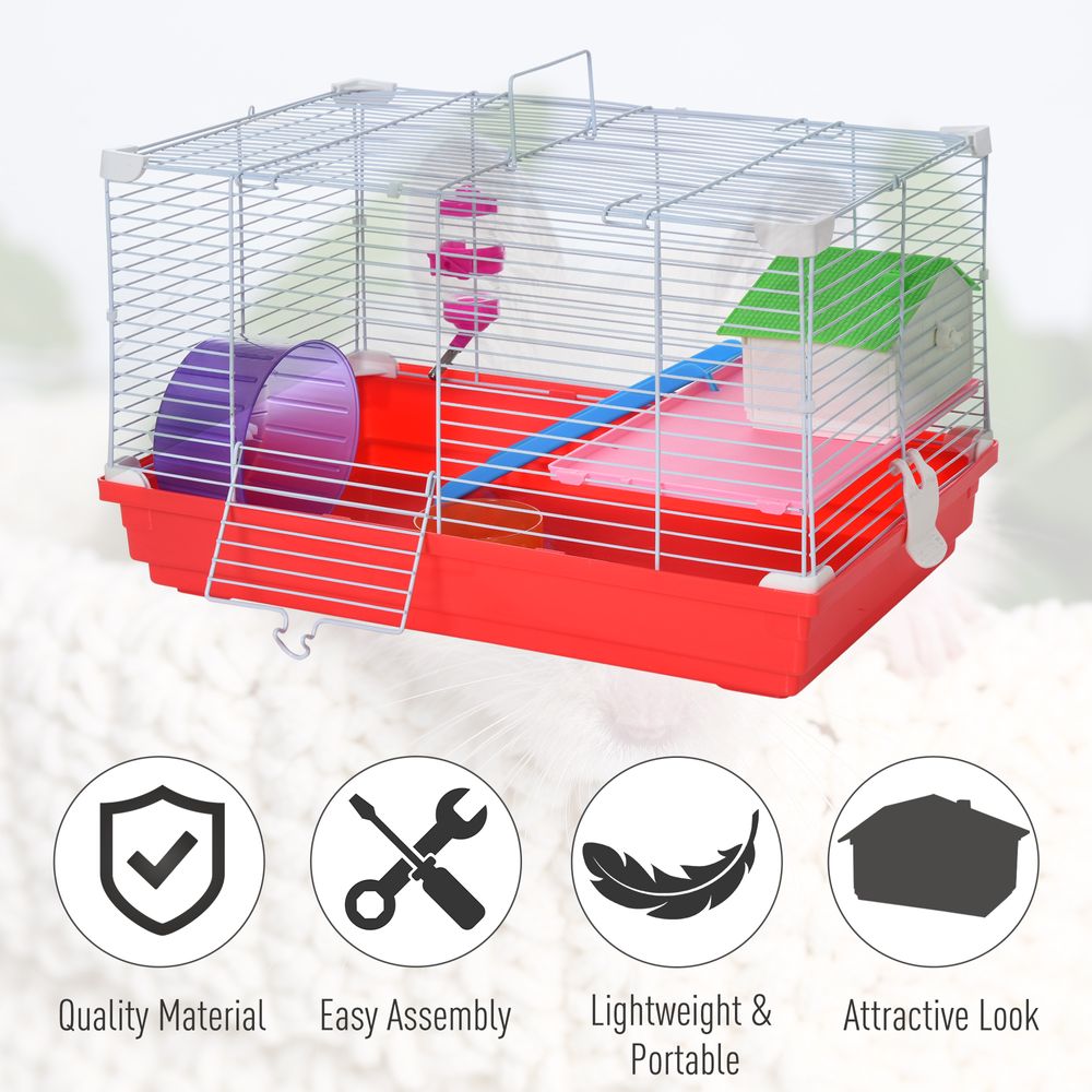 Hamster Cage Pet Animal Travel Cage Box Double Layers w/ Accessories Pawhut