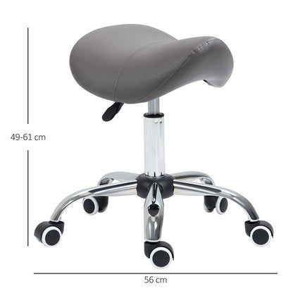 PU Leather Saddle Stool w/ Moulded Padded Seat Adjustable Height Grey