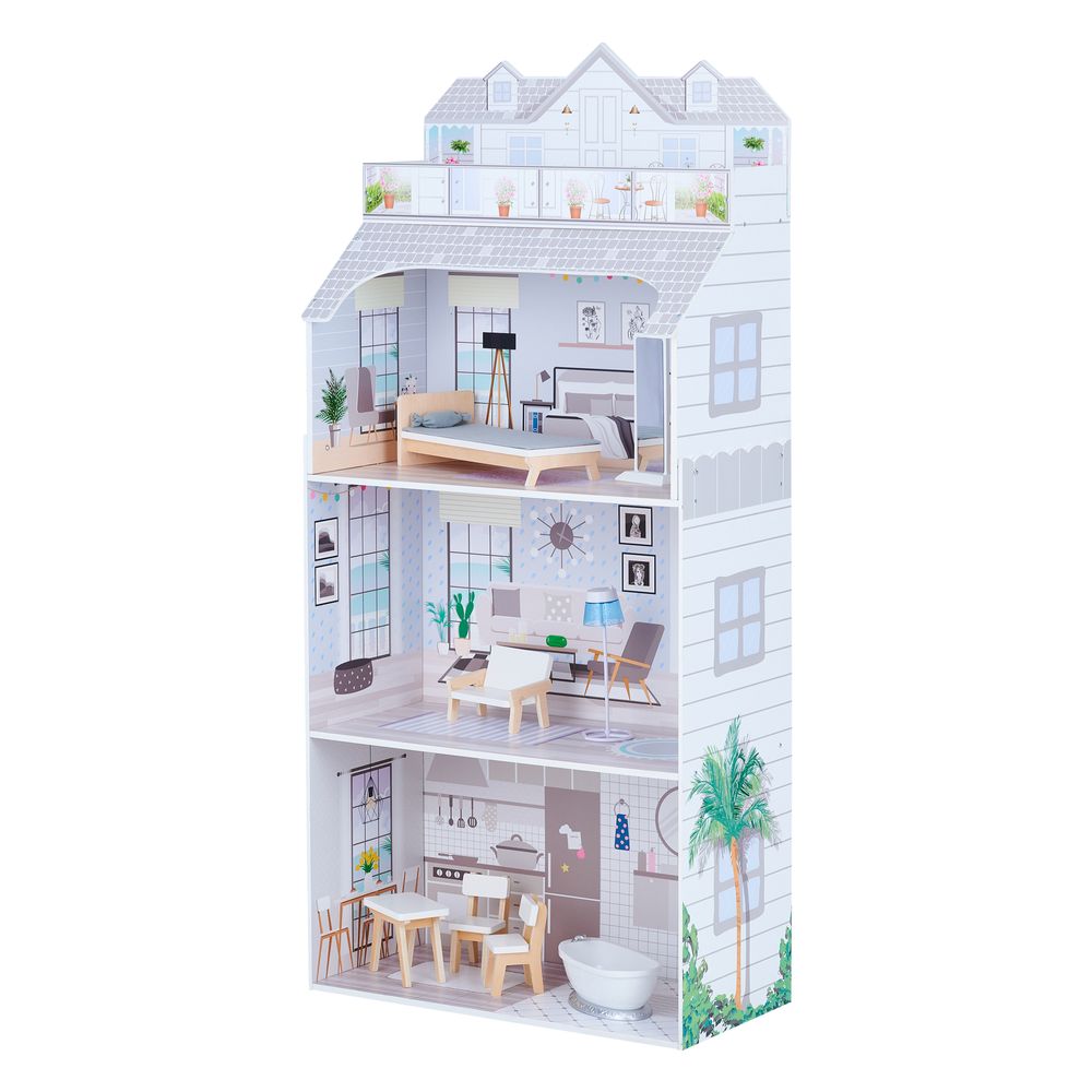 Olivia's Little World Dolls House Wooden Doll House ?w/ 8 Accessories TD-11683D