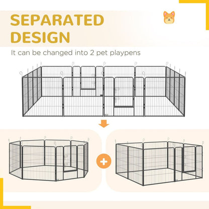 16 Panels Heavy Duty Puppy Play Pen for Small, Medium Dogs 80Hcm