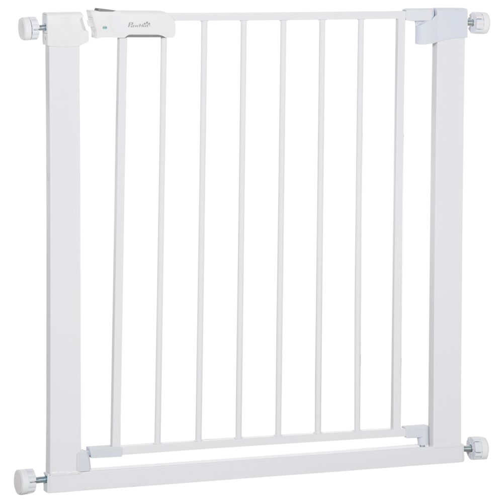 Pet Safety Gate Door Barrier Dog Metal Pet Barrier for Doorway White 75-82 cm