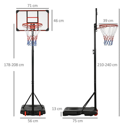 Kids Adjustable Basketball Hoop and Stand w/ Wheels, 1.8-2m