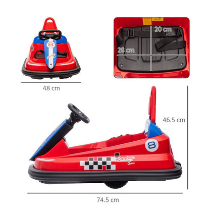 6V Kids Bumper Car, 360-Degree Rotation Waltzer Car w/ 2 Speeds - Red