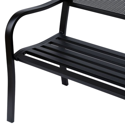 2 Person Garden Bench, Steel-Black