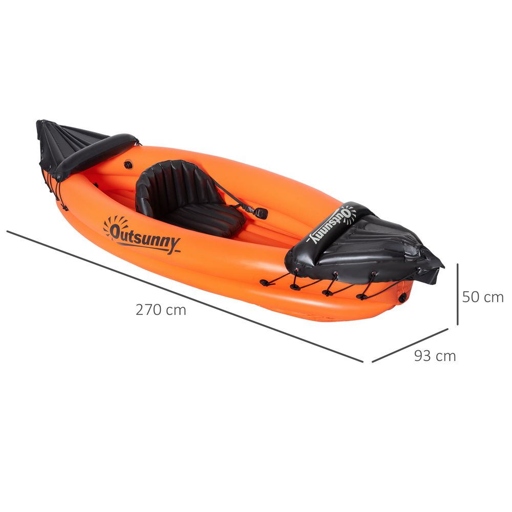 Inflatable Kayak, 1-Person Inflatable Boat, Inflatable Canoe Set  Outsunny