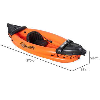 Inflatable Kayak, 1-Person Inflatable Boat, Inflatable Canoe Set  Outsunny