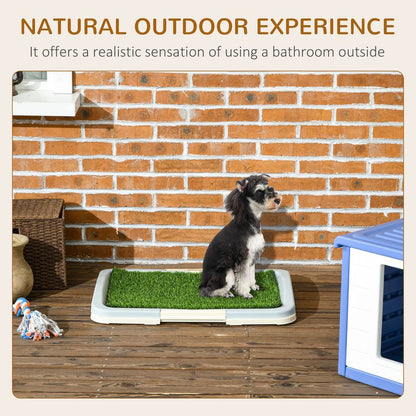 PawHut Dog Toilet Indoor w/ Artificial Grass, Grid Panel, Tray, 63 x 48.5cm