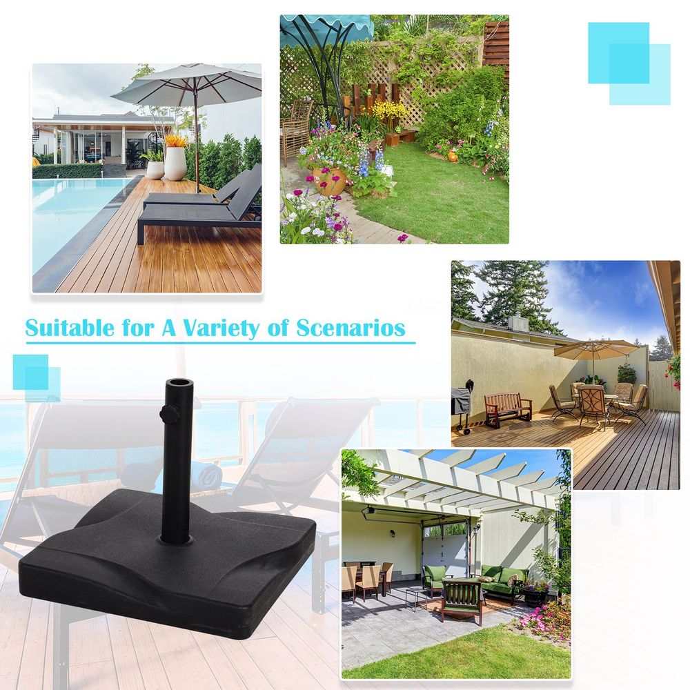 Cement Outdoor Garden Square Parasol Base Black