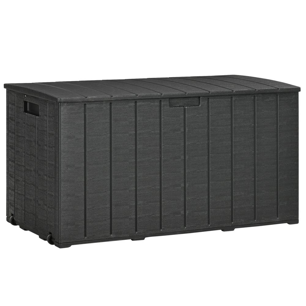 336 Litre Rolling Outdoor Garden Storage Box, Plastic Container, Black