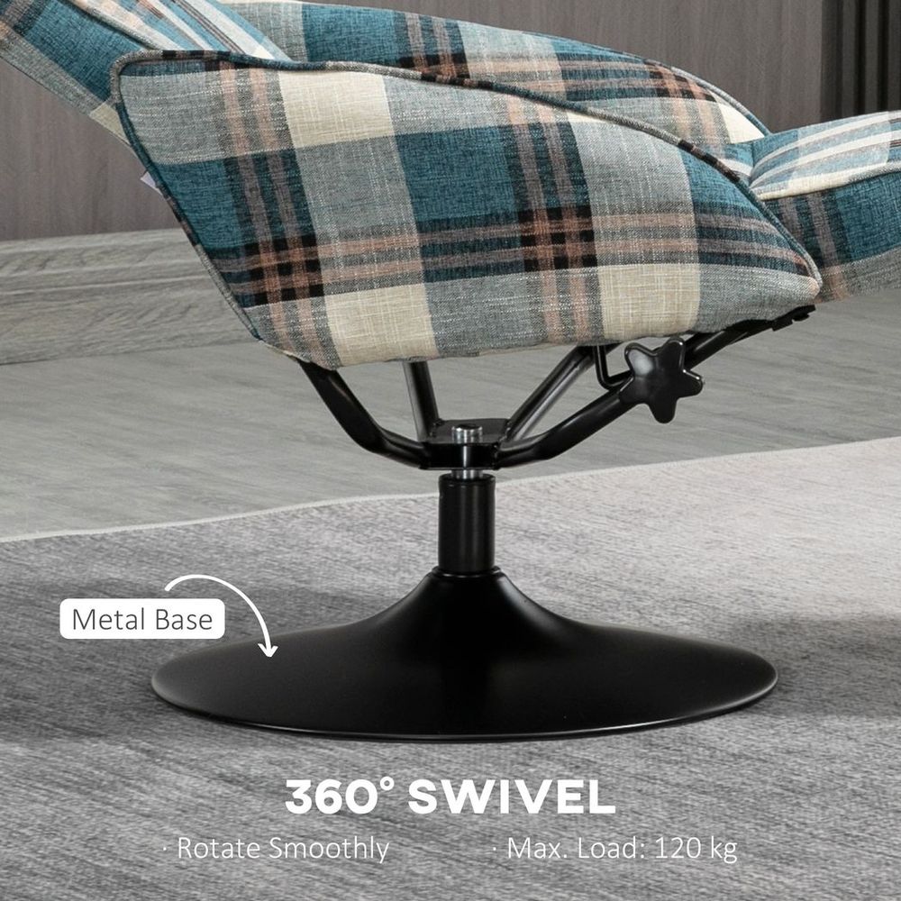 Swivel Armchair with Footstool and Adjustable Backrest Multicolour