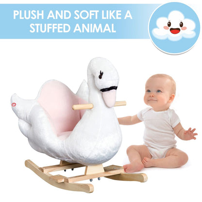 Kids Rocking Horse Ride On Swan Toy w/ Music Safety Seat for Toddler HOMCOM