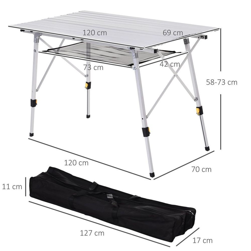 Portable Roll-up Aluminium Folding Picnic Table Outdoor BBQ Party