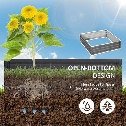 Outsunny Raised Garden Bed Metal Garden Flower Vegetable Planter Light Grey