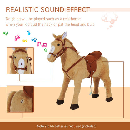 HOMCOM Children Standing Horse Plush Soft Ride On Toy Pony Kids Game Play