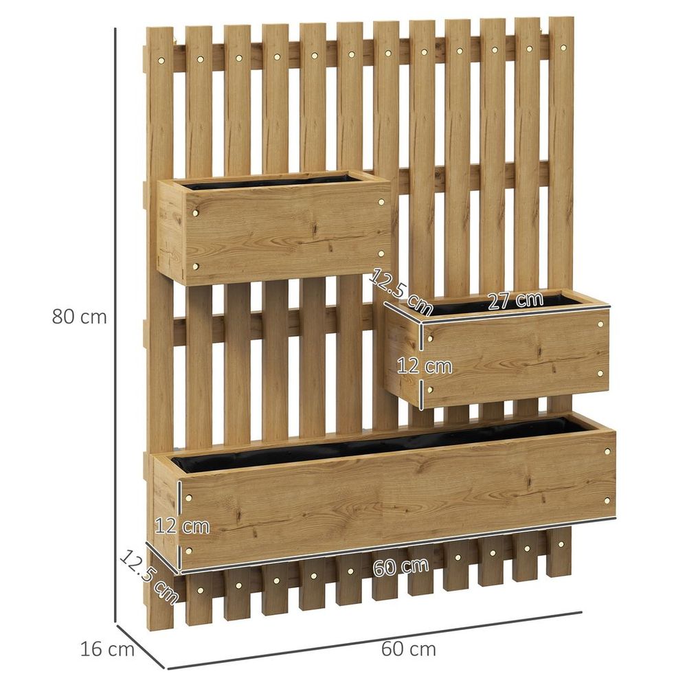 Outsunny Wooden Garden Planters with Trellis Wall-mounted Raised Garden Bed