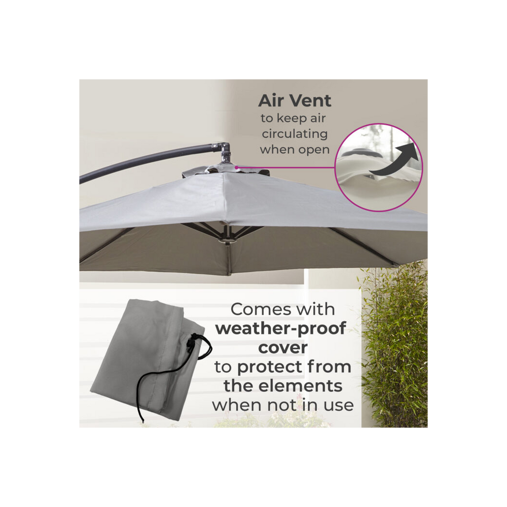 Neo 3M Grey Outdoor Freestanding Parasol with Led Lights