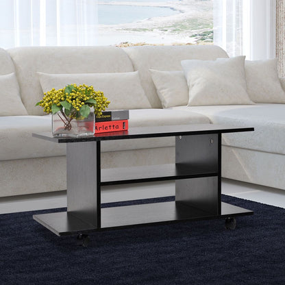 Mobile TV Stand Bookshelves in Black