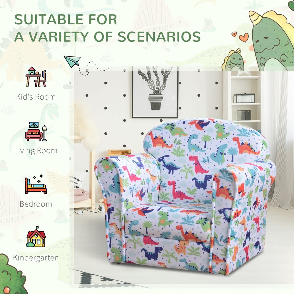 Children's Armchair Kids Sofa Tub Chair Seat Cartoon Flannel Wooden Non-slip