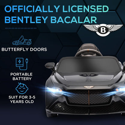 Bentley Bacalar Licensed 12V Kids Electric Car w/ Portable Battery - Black