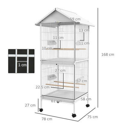 PawHut Metal Bird Cage Feeder, for Small and Medium Bird - White