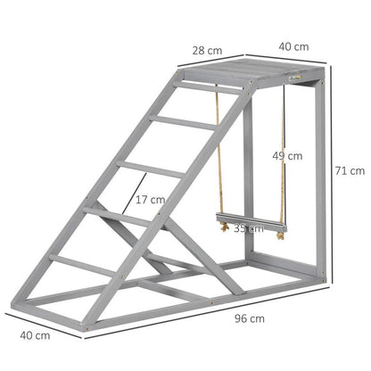 PawHut Chicken Coop Toy with Swing, Ladder, Platform for 2 Chickens, Hens, Grey