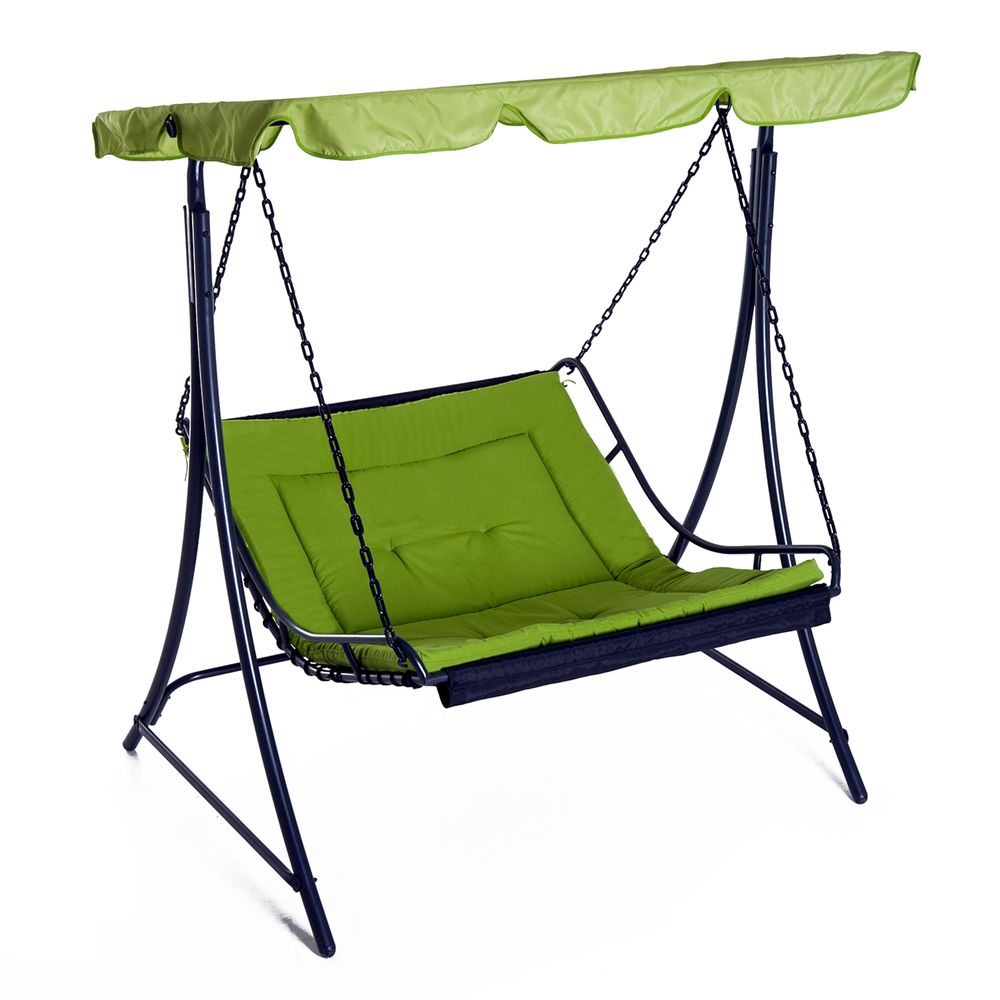 Swing Chair Canopy Hammock Green 2 Person with Cushion Seat Adjustable