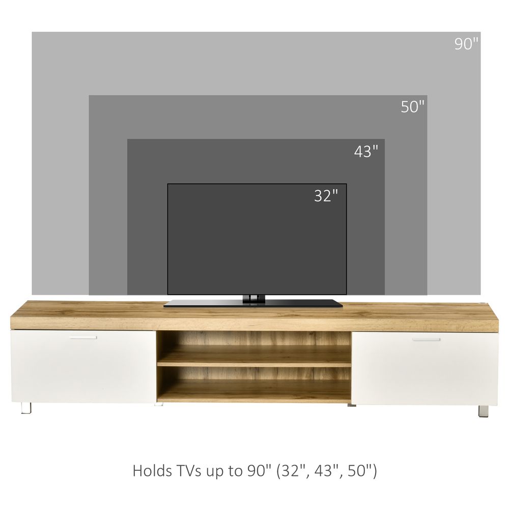 Modern Unit for TV w/ Cabinet Shelf for Living Room - Light Brown