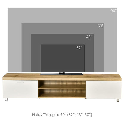 Modern Unit for TV w/ Cabinet Shelf for Living Room - Light Brown