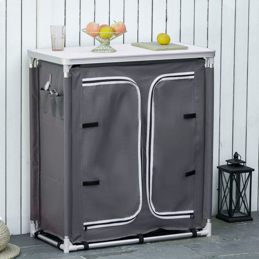 Outdoor Aluminum 3-shelf Camping Cupboard Kitchen Station Cook Table